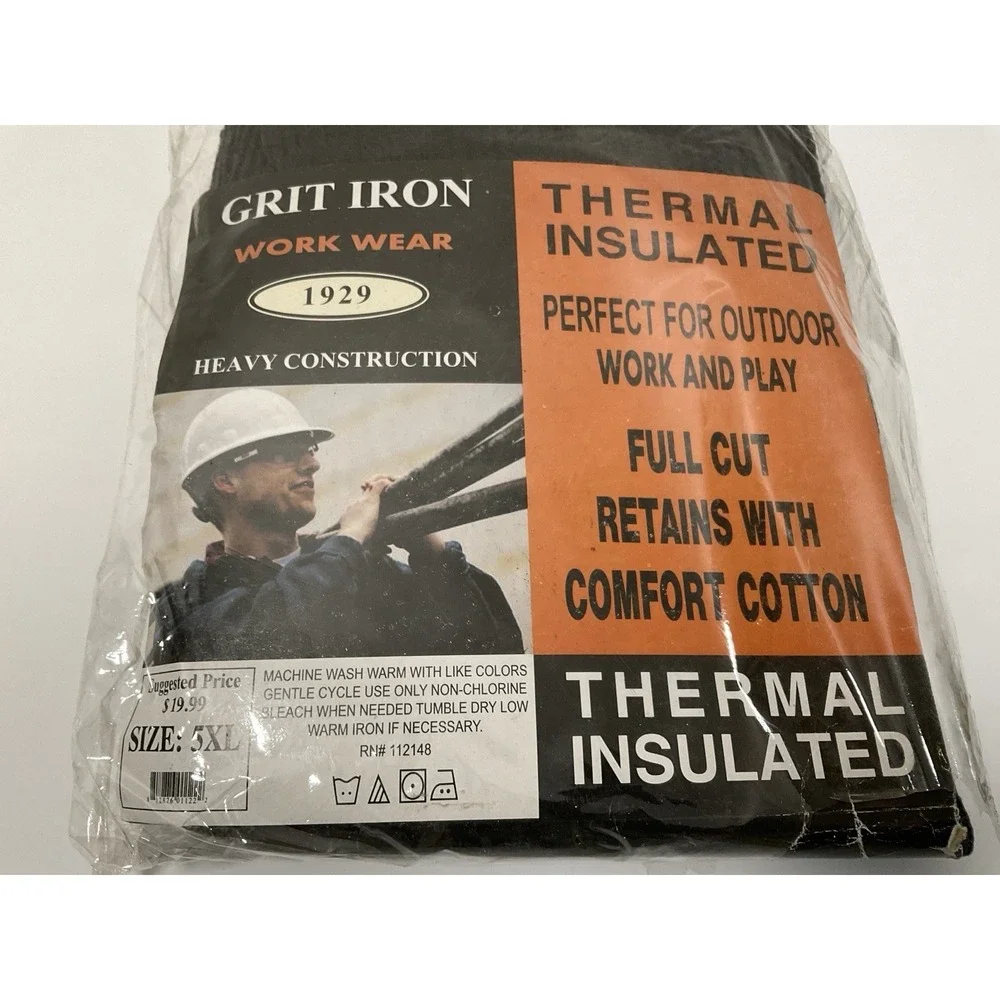 NIP Men's Grit Iron Work Wear Super Heavyweight‎ Thermal Underwear Set Gray 5XL